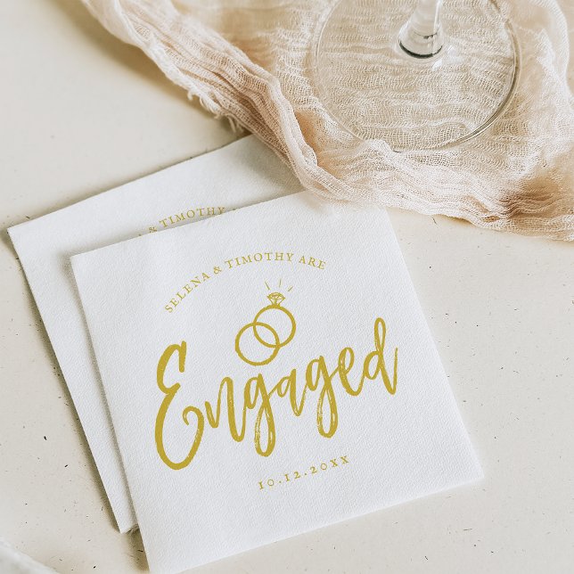 Engagement Party Script Lettering Gold Napkin (Creator Uploaded)
