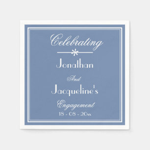 Engagement Party Script Rustic Dusty Blue Paper  Napkin
