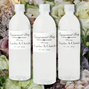 Engagement Party Simple Modern Script Names Chic Water Bottle Label