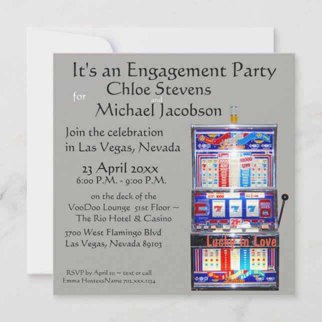 Engagement Party Slot Machine Lucky in Love Invitation (Front)