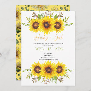 Engagement Party,Sunflower,Yellow Green Wedding Invitation