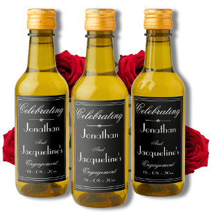 Engagement Party Thank You. Elegant B & W Mini Wine Label