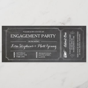 Engagement Party Ticket Chalkboard Rustic Invite