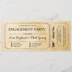 Engagement Party Ticket Couples Rustic Invite