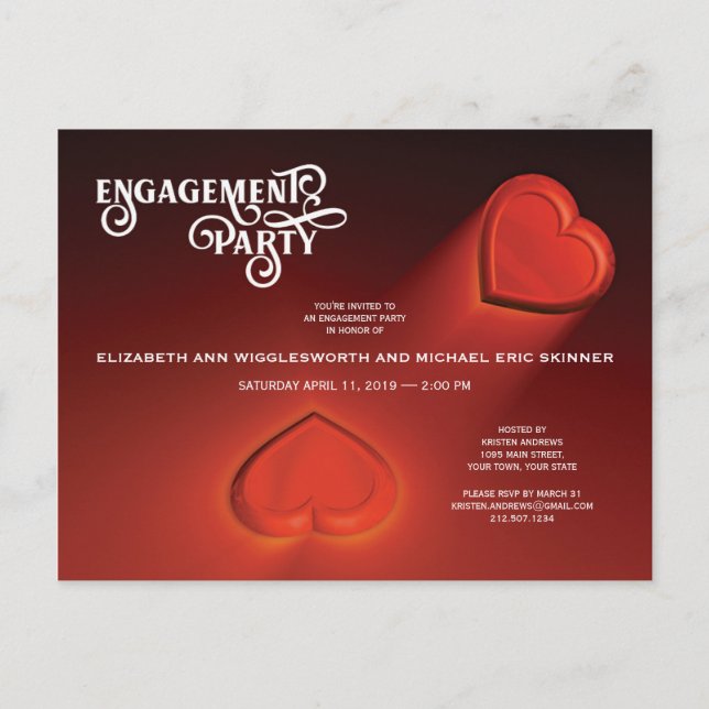 Engagement Party, Two Hearts Postcard (Front)