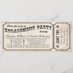 Engagement Party Vintage Ticket Invitations