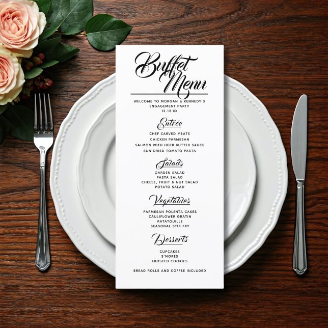 Engagement Party Wedding Buffet Menu Card (Suitable for an engagement party buffet - just add your menu)