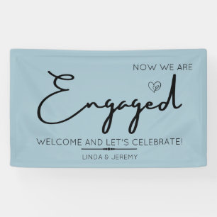 Engagement party welcome banner dusty blue