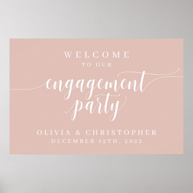 Engagement Party Welcome Poster Pink (Front)