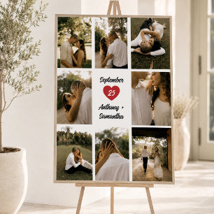 Engagement Party Welcome Poster with Photo Collage