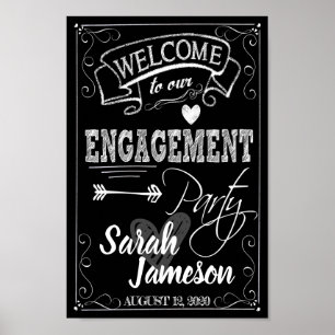 Engagement Party Welcome Sign Chalkboard Style