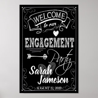 Engagement Party Welcome Sign Chalkboard Style