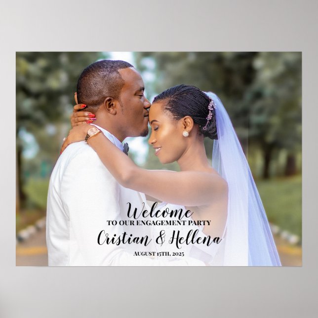 Engagement party welcome sign with photo (Front)