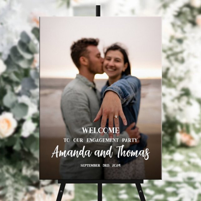 Engagement party welcome sign with photo (Creator Uploaded)
