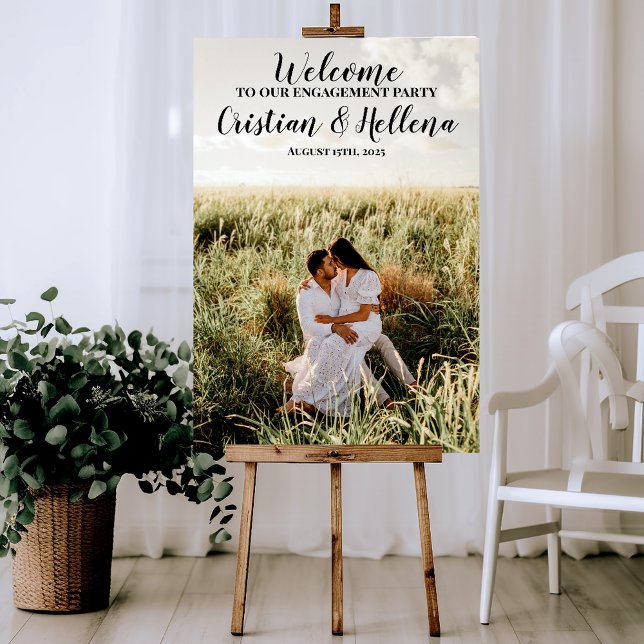 Engagement party welcome sign with photo (Creator Uploaded)