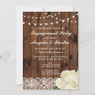 Engagement Party Wood Lights Lace Invite