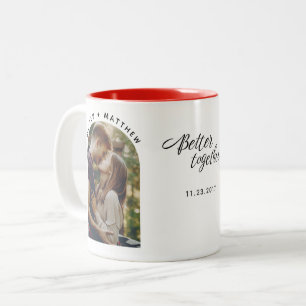 Engagement Photo Better Together Script Custom Two-Tone Coffee Mug