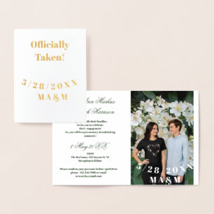 Engagement Photo Couple Flowers White Funny Foil Card