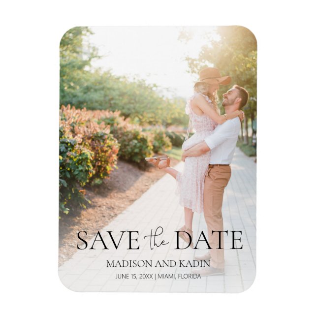 Engagement Photo Elegant Script Save The Date Magnet (Vertical)