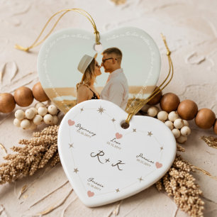 Engagement Photo Heart Constellation Keepsake  Ceramic Ornament