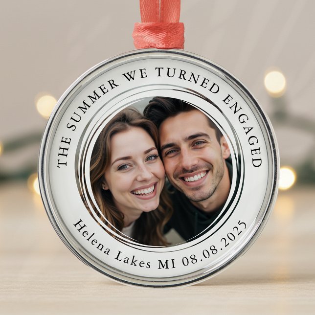 Engagement Photo Keepsake Metal Ornament (Creator Uploaded)