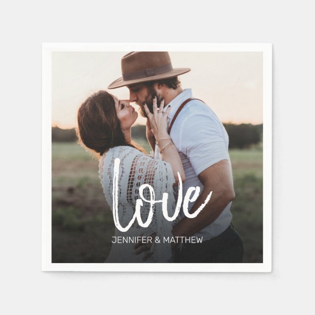 Engagement Photo Love Typography Napkin (Front)