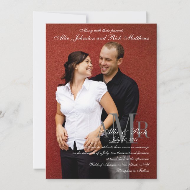 Engagement Photo Modern Wedding Invitations (Front)