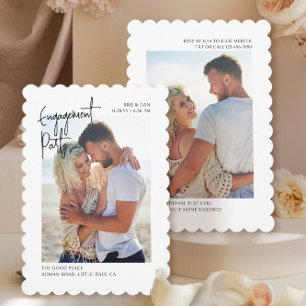 Engagement Photo Wavy Edge Photo Invitation
