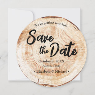 Engagement photo Wood Grain Rustic Wedding Invitation