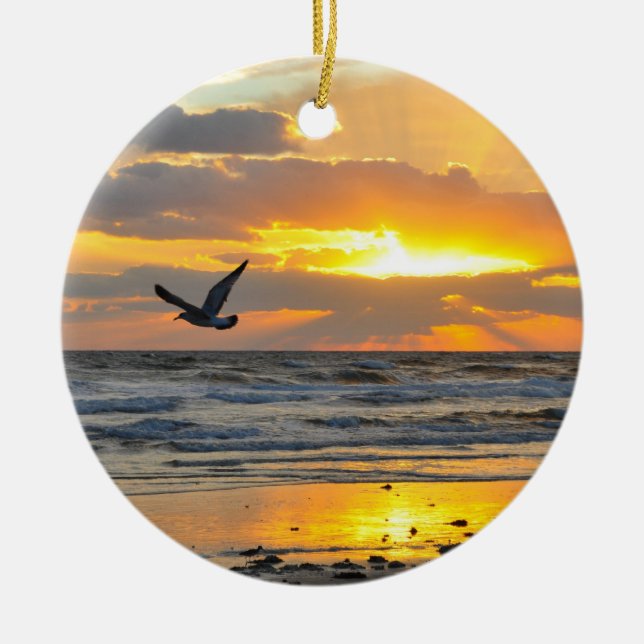 Engagement Proposal Sunrise on the Beach Ornament (Front)