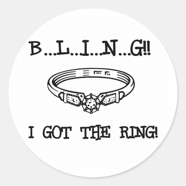 Engagement Ring Bling Classic Round Sticker (Front)