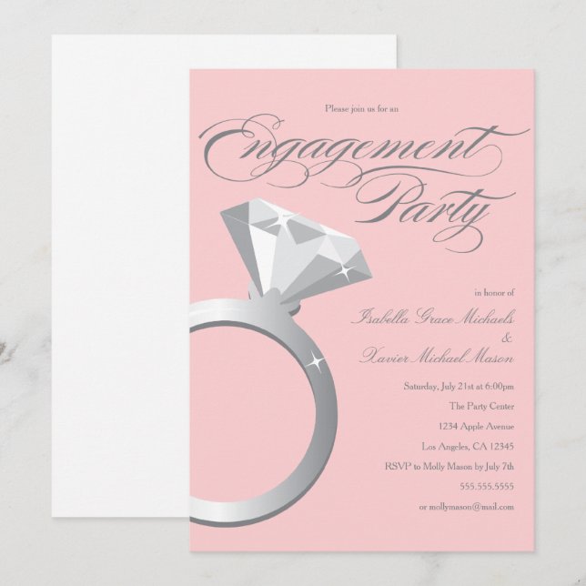 Engagement Ring - Blush | Engagement Party Invite (Front/Back)