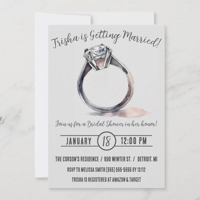 Engagement Ring Bridal Shower Invitation (Front)