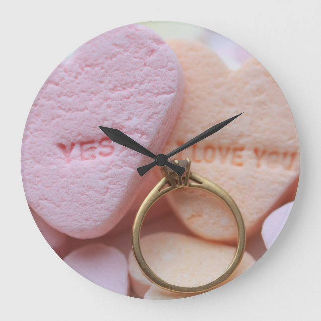 Engagement ring clock candy hearts (Front)