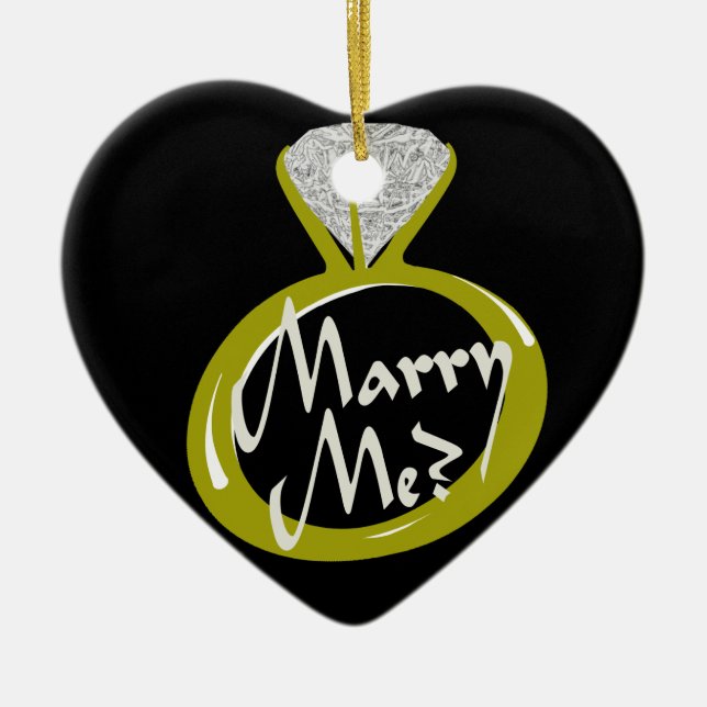 Engagement Ring "Marry Me" Ceramic Ornament (Front)