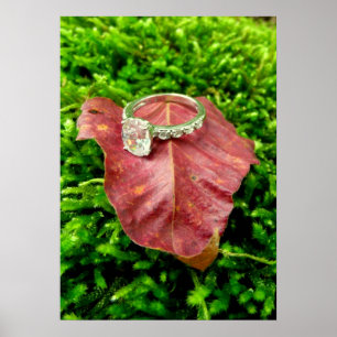 Engagement Ring on Moss Poster