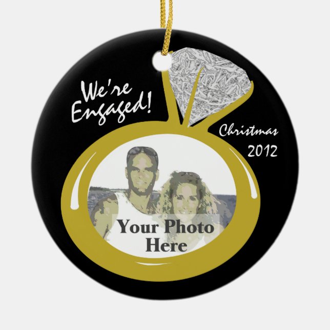 Engagement Ring Photo Ceramic Ornament (Front)