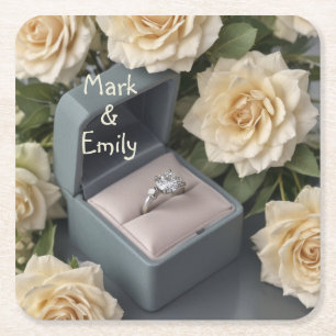 Engagement Ring Square Paper Coaster