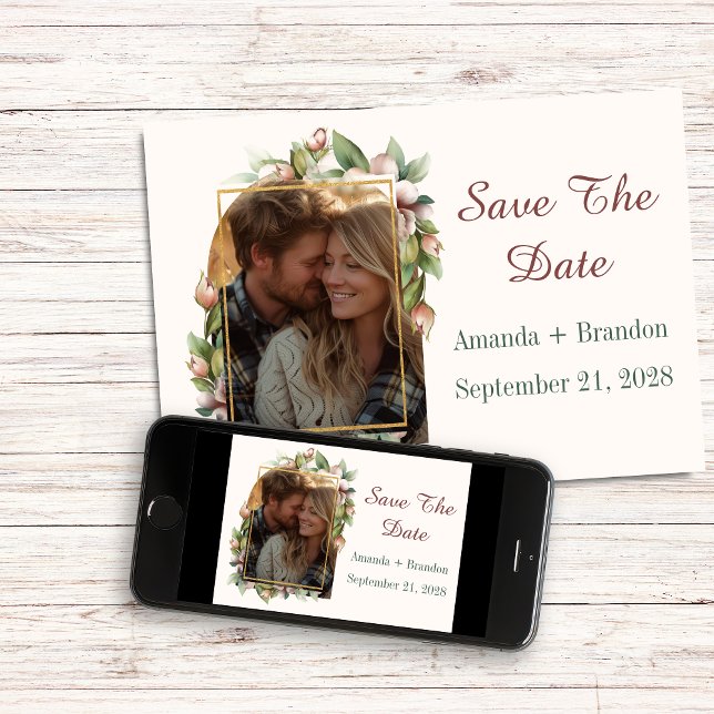 Engagement Save The Date Boho Floral Arch Photo (Save The Date Boho Floral Arch Photo Card + Digital Download)