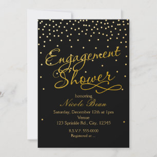 Engagement Shower Black & Gold Foil Dot Invitation