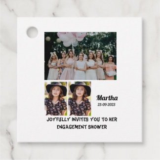 Engagement shower Custom 3 Photo Collage Favour Tags