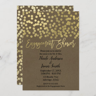 Engagement Shower Gold Modern Chic Rustic Kraft Invitation