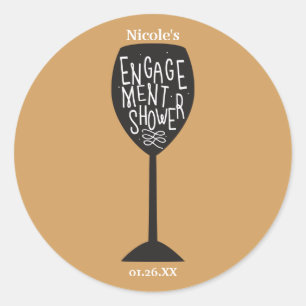 ENGAGEMENT SHOWER Wine Glass ANY COLOR Stickers
