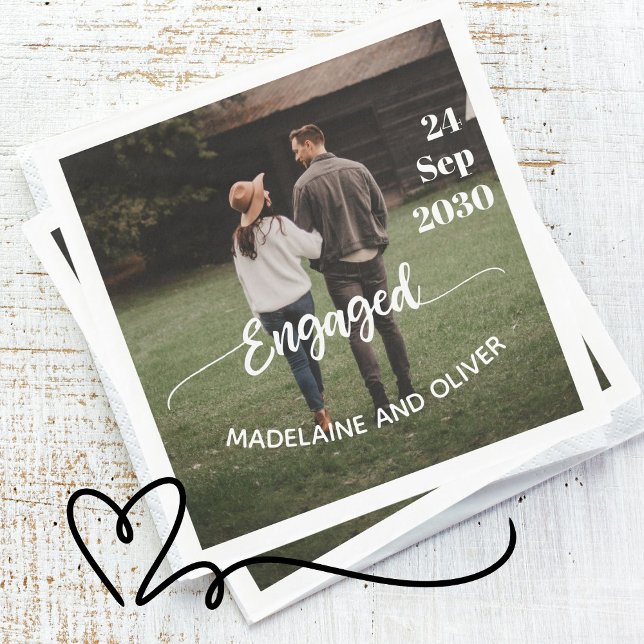 Engagement Simple Photo Modern  Napkin (Creator Uploaded)