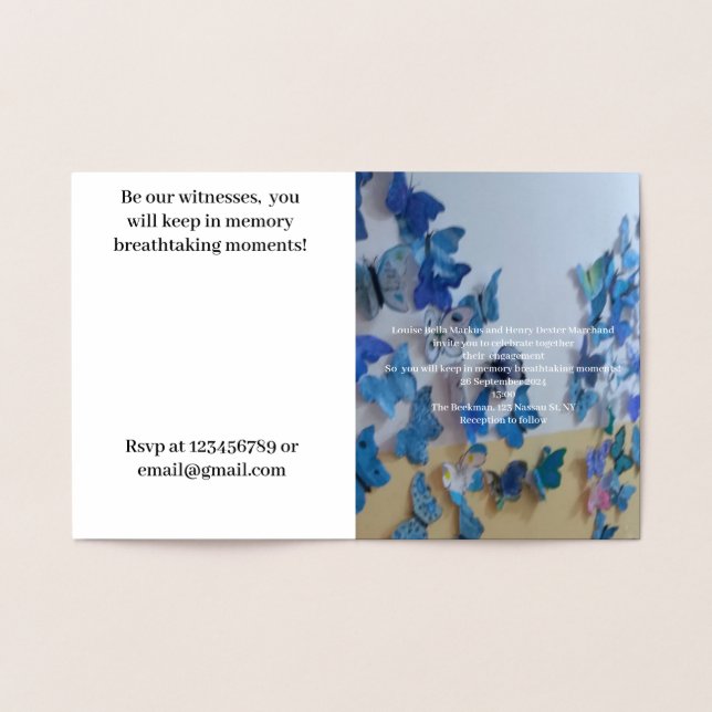 Engagement Small Invitation Gold Foil Card (Inside)