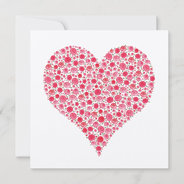 Engagement Two Rose Hearts Metallic Pink Invite (Front)