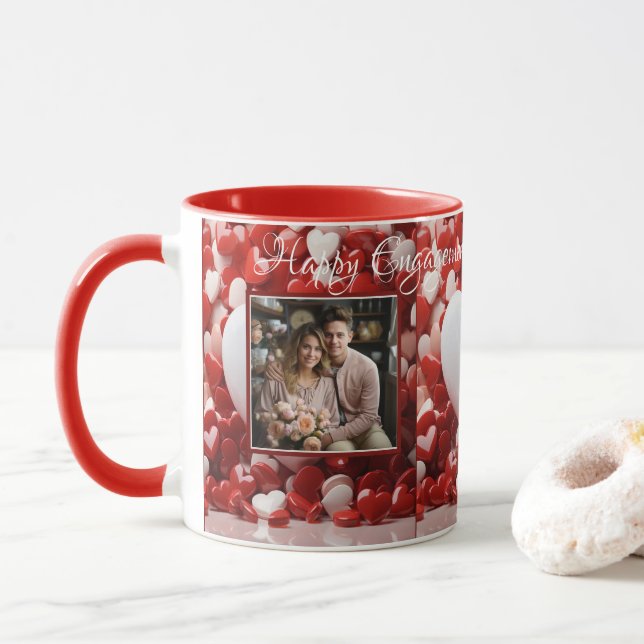 Engagement Valentine's Day Lovecore Personalised Mug (With Donut)