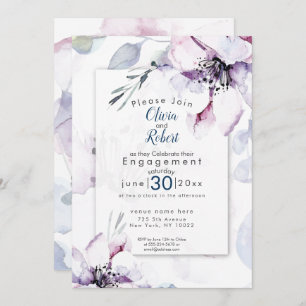 ENGAGEMENT Watercolor Blossoms and Foliage Invitation