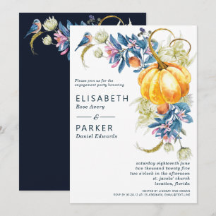 Engagement Watercolor Fall Pumpkin Invitation
