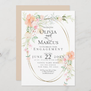 ENGAGEMENT   Watercolor Pastel Spring Flowers Invitation